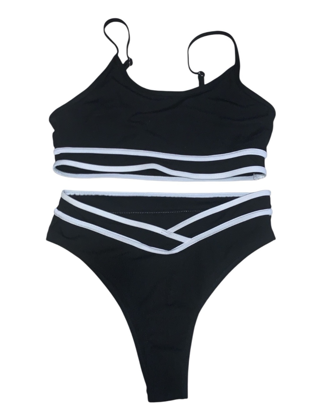 Scacto Women's High Waisted Bikini Set Sporty 2 Piece High Cut Ribbed